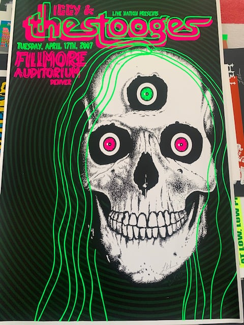 Iggy and the Stooges Silkscreen Concert Poster by Lindsey Kuhn, Signed By The Artist.