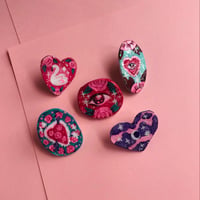 Image 2 of Sparkly Sky Heart Handmade Clay Pin