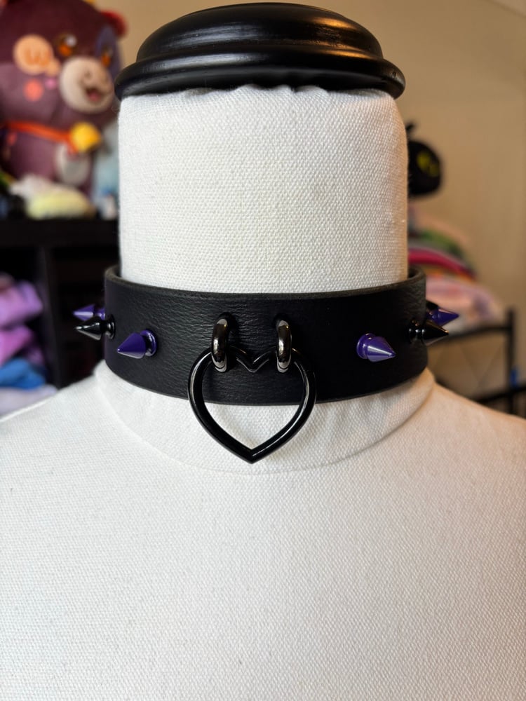 Image of Purple & Black Leather Collar