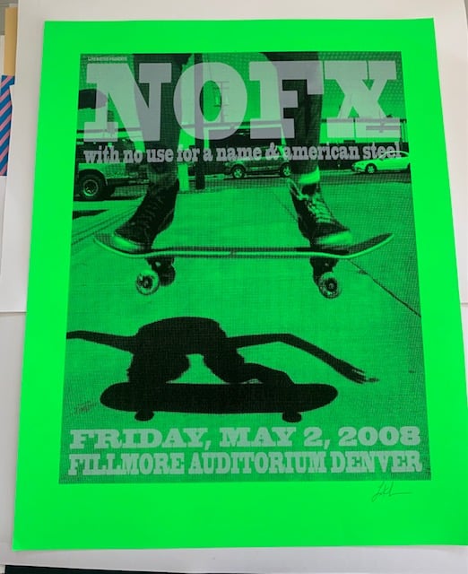 NOFX / No Use For A Name Silkscreen Concert Poster By Lindsey Kuhn, Signed By The Artist  