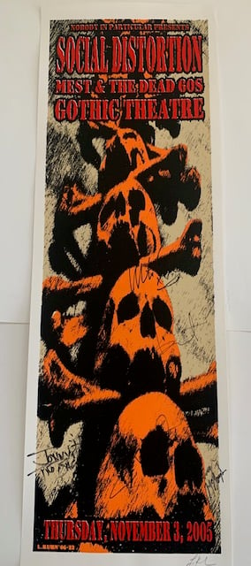 Social Distortion Autographed Silkscreen Concert Poster By Lindsey Kuhn, Signed By The Artist