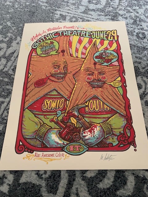 Sonic Youth Silkscreen Concert Poster By Michael Michael Motorcycle, Signed By The Artist