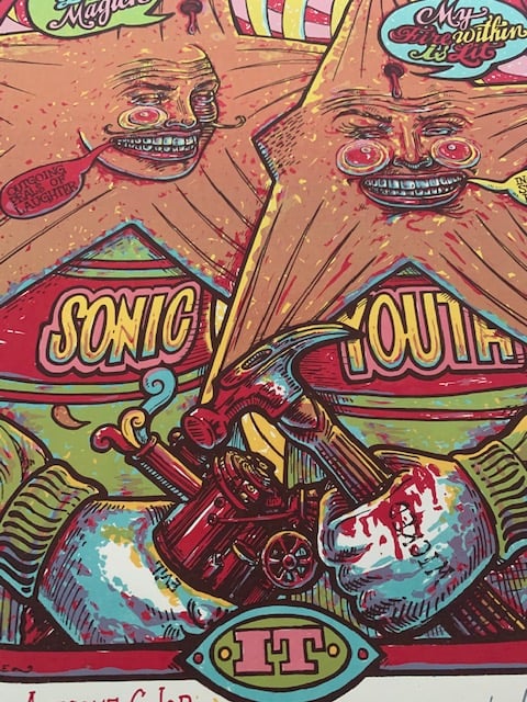 Sonic Youth Silkscreen Concert Poster By Michael Michael Motorcycle, Signed By The Artist