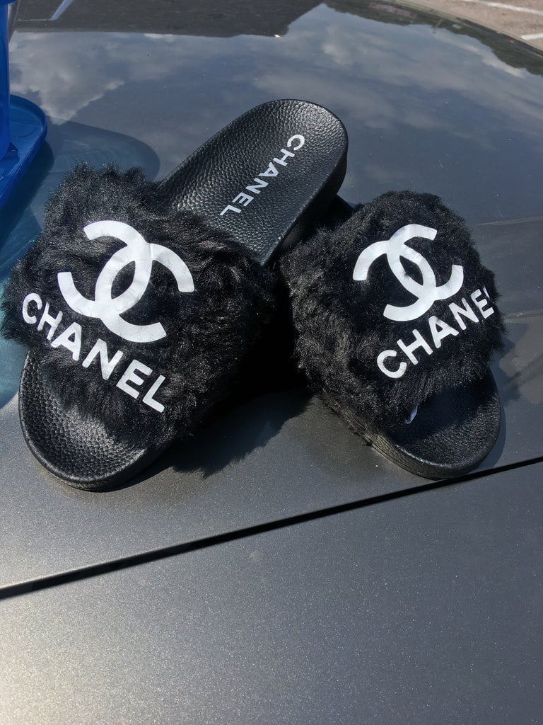 chanel inspired slides