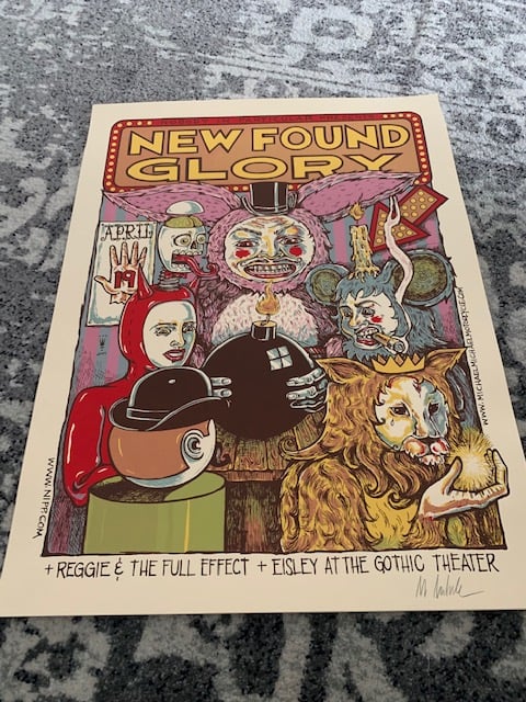 New Found Glory Silkscreen Concert Poster By Michael Michael Motorcycle, Signed By The Artist