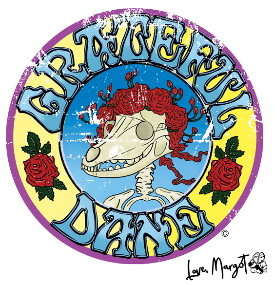 Great Dane Shirt  Grateful Dane Skull and Roses c.1971