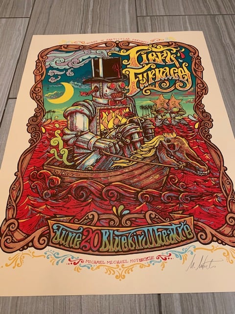 Fiery Furnaces Silkscreen Concert Poster By Michael Michael Motorcycle, Signed By The Artist
