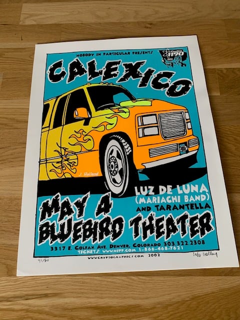 Calexico Silkscreen Concert Poster By Jeff Holland, Signed + Numbered By The Artist