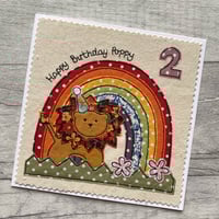 Image 1 of Rainbow lion card + (custom animal option)