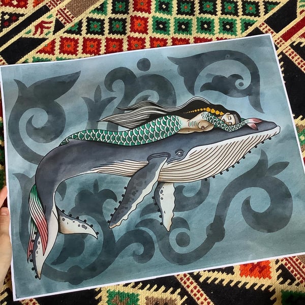 Image of Print Ballena y sirena