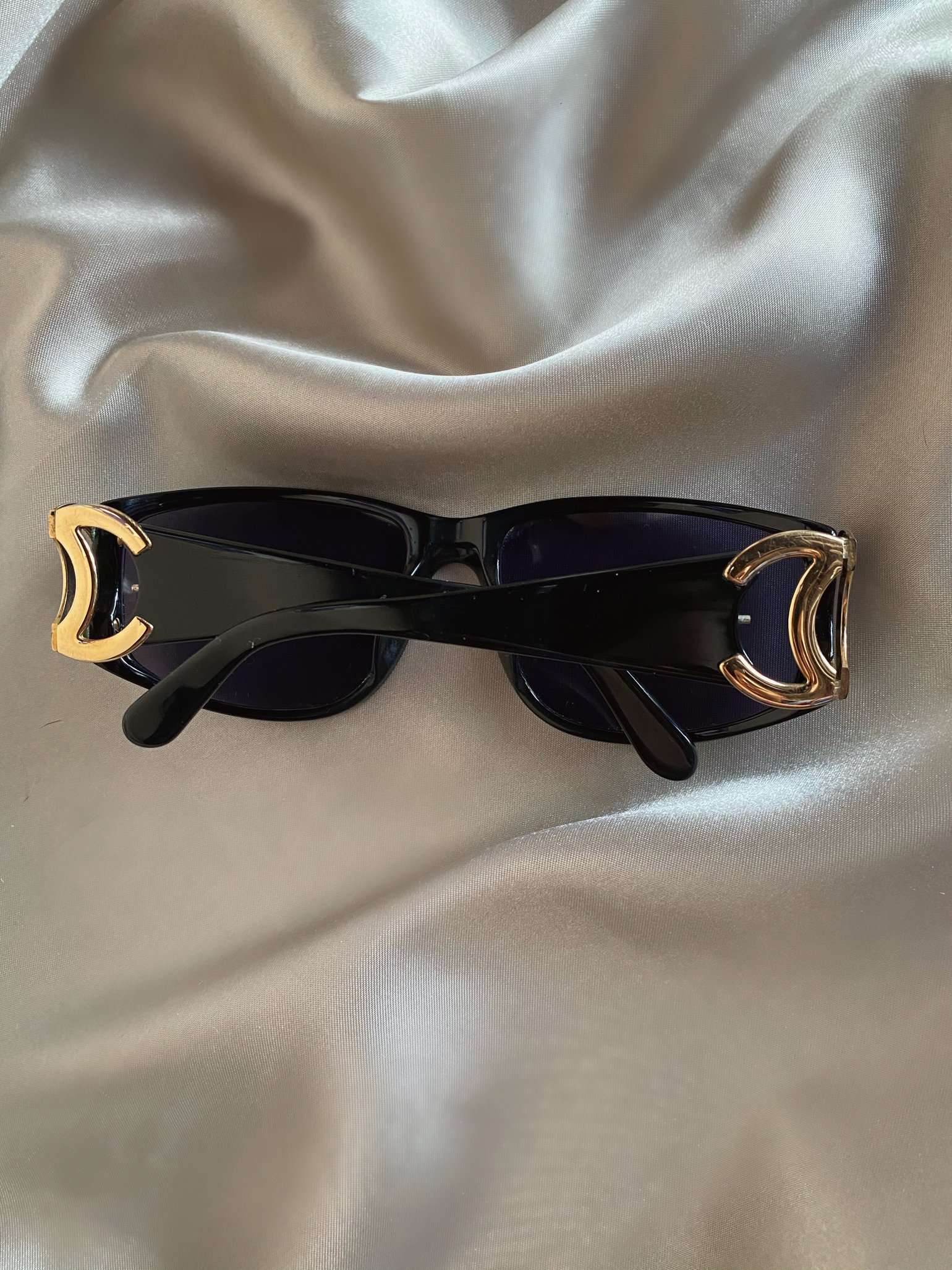 Chanel Large Gold Chanel Logo Black Sunglasses Golden Archives