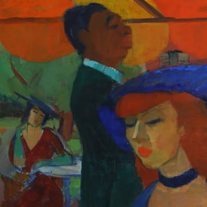 Image of 1948 Swedish Oil Painting, 'Avenue des Champs-Élyséss, Spring -48'