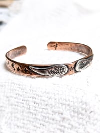 Image 1 of Winged Spirit recycled copper medium bangle cuff