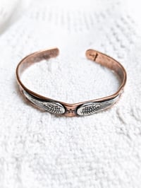 Image 2 of Winged Spirit recycled copper medium bangle cuff