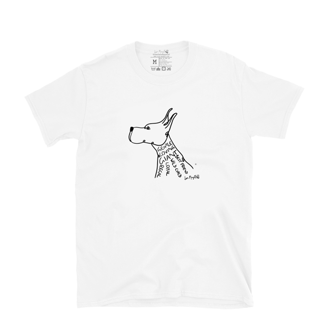 Great Dane Shirt  Doodle Sketch Cropped Great Dane Adjectives
