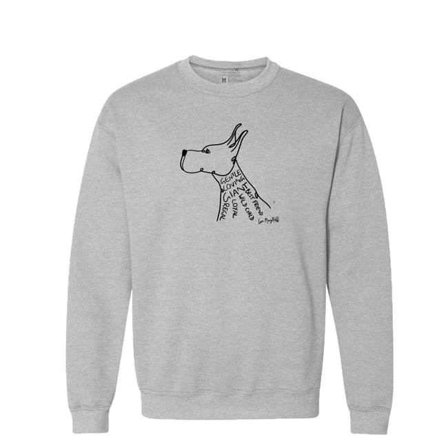 Great Dane Shirt  Doodle Sketch Cropped Great Dane Adjectives