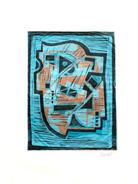 Image 1 of Jeremy Annear 'Cascade (Blue Boundary)' 2021 Monoprint 33x26cm