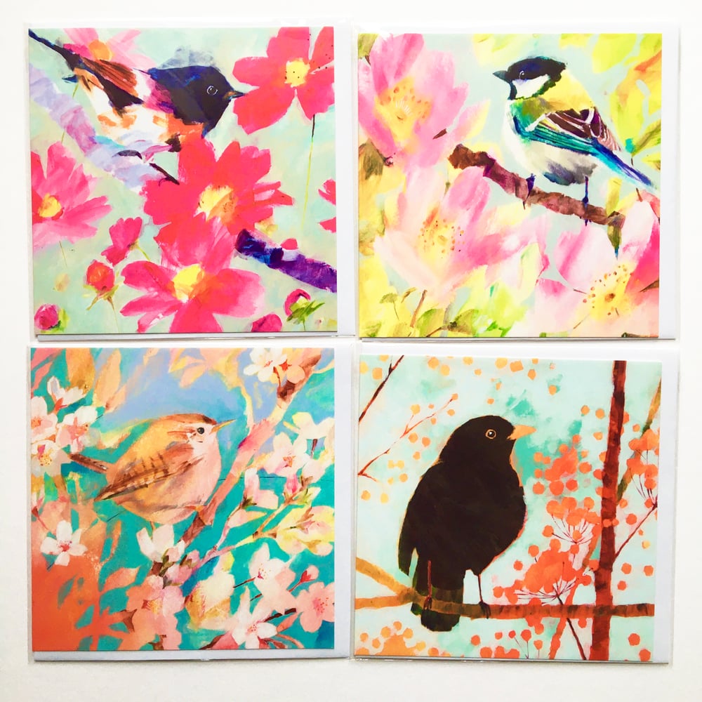 Image of 4 Bird Art Notecards