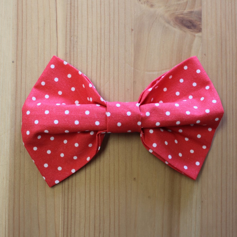 Image of Red polka dot bow tie