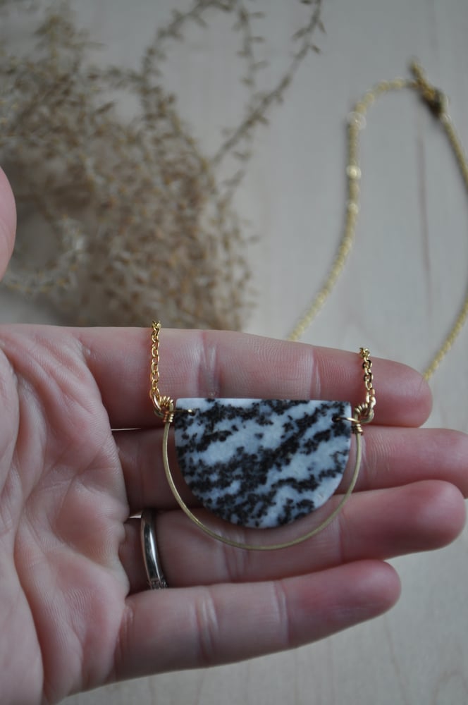 Image of OOAK Zebra Jasper Semi Circle Necklace