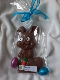 Solid chocolate Easter bunny, milk, white or dark chocolate.