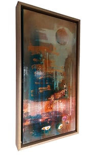 Image 2 of Original Canvas - Leaping Hare in Rain - 30cm x 60cm