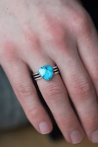 Image 4 of Turquoise Mountain Sterling Silver Ring - Size 9.5