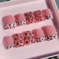 Image 1 of Medium- Pink Leopard French Tips
