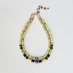 Pearl, Onyx, & Yellow Turquoise Island Wear Necklace
