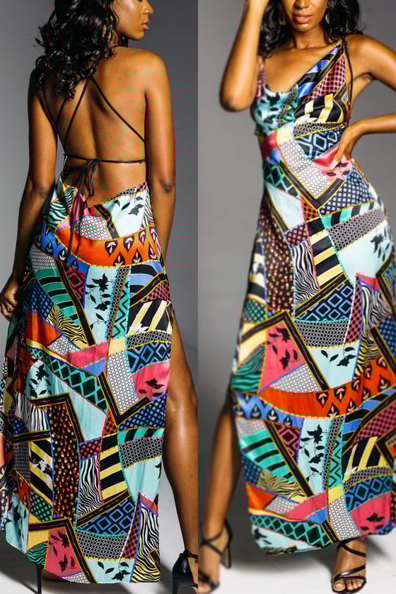 Image of PRINTED SILK SLIP DRESS 