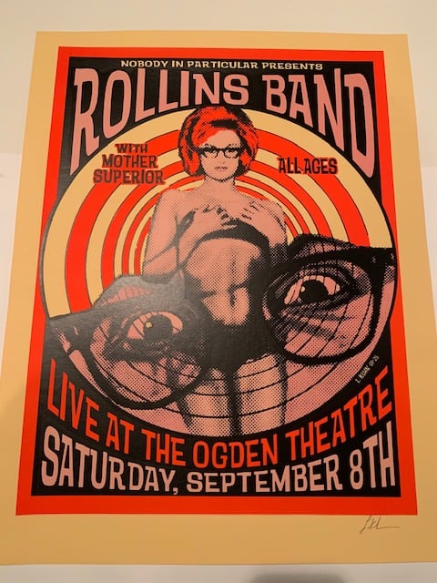 Rollins Band Silkscreen Concert Poster By Lindsey Kuhn, Signed By The Artist