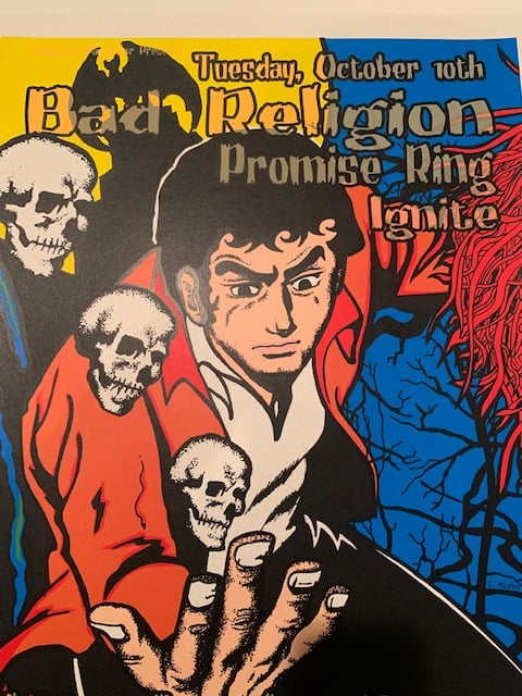 Bad Religion / Promise Ring / Ignite Silkscreen Poster By Lindsey Kuhn, Signed By The Artist