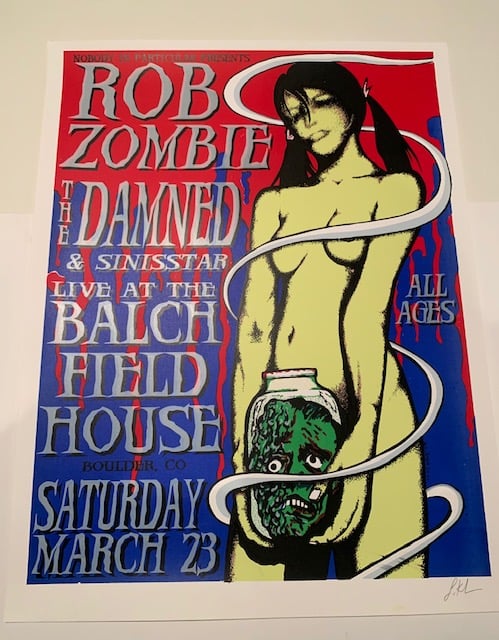 Rob Zombie Silkscreen Concert Poster By Lindsey Kuhn, Signed By The Artist