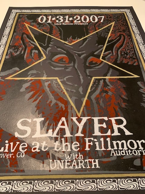Slayer Silkscreen Concert Poster By Lindsey Kuhn, Signed By The Artist