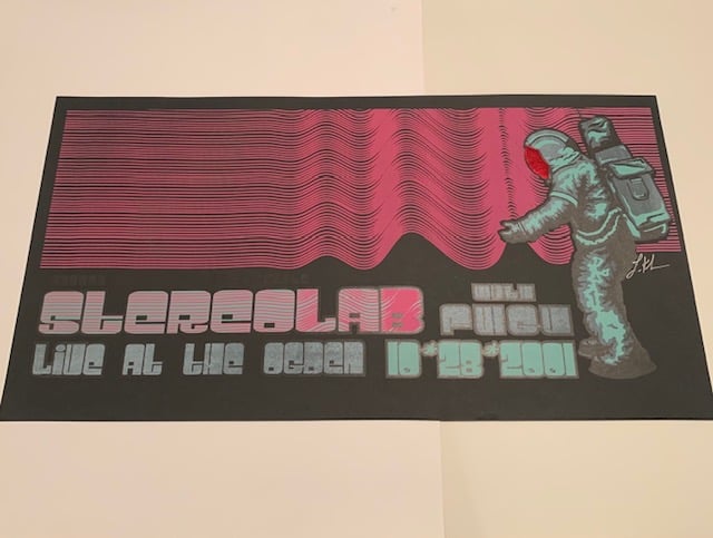Stereolab (Black) Silkscreen Concert Poster By Lindsey Kuhn, Signed By The Artist