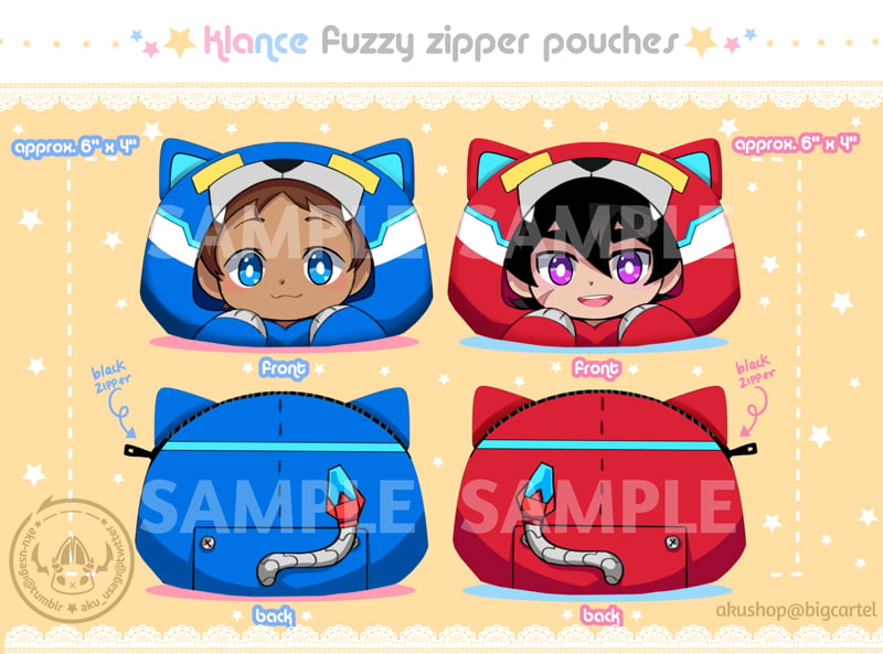 Image of [Pre-order] Klance ♥ Fuzzy Zipper Pouches (SET OF 2)