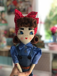 Image 1 of 1940s style Rosie the Riveter rag doll 