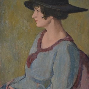Image of Early 20th Century, Swiss Oil Painting Portrait of a Lady.
