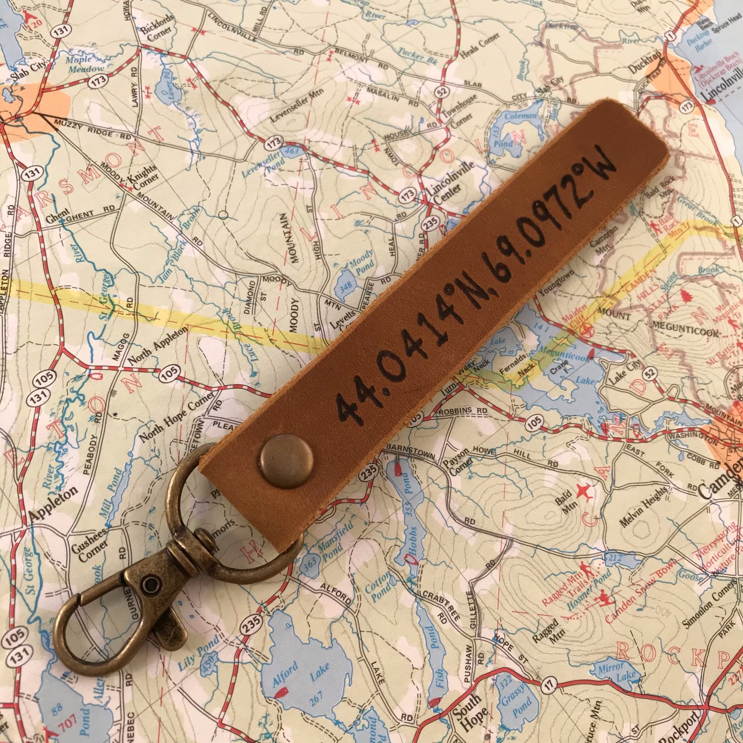 Coordinates Leather Key Fob