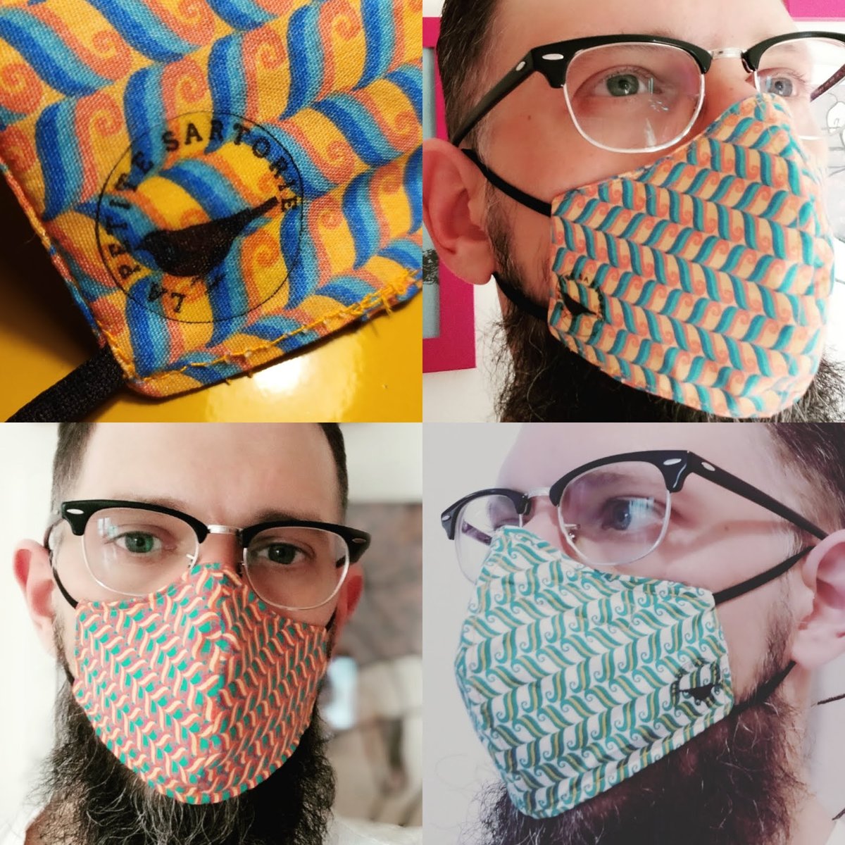 Image of Designer Face Masks - Art Deco Colorful waves