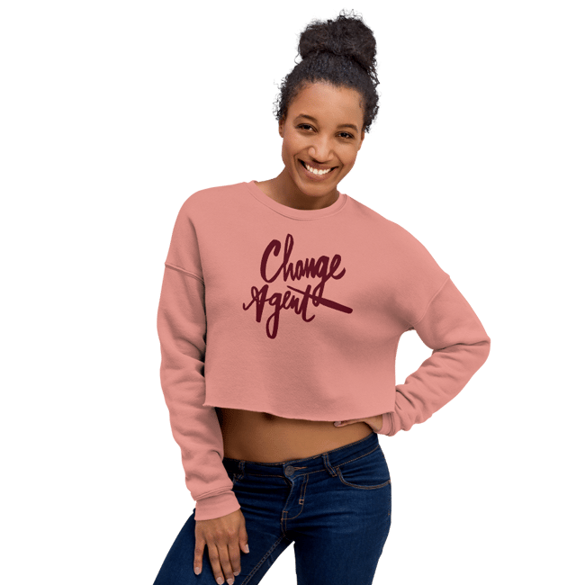 Burgundy Script Crop Sweatshirt | Change Agent Apparel