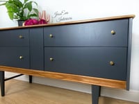 Image 2 of Mid Century Modern Retro Vintage MCM SIDEBOARD / TV UNIT / CHEST OF DRAWERS painted in Dark Grey.