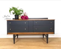 Image 1 of Mid Century Modern Retro Vintage MCM SIDEBOARD / TV UNIT / CHEST OF DRAWERS painted in Dark Grey.