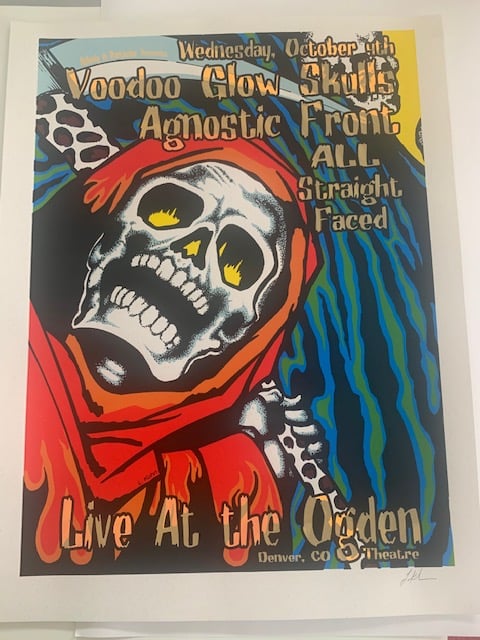 Voodoo Glow Skulls / Agnostic Front Silkscreen Concert Poster By Lindsey Kuhn, Signed By The Artist