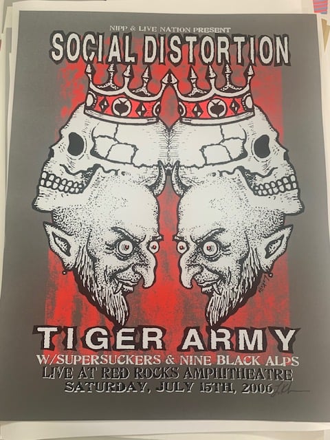 Social Distortion / Tiger Army Silkscreen Concert Poster By Lindsey Kuhn, Signed By The Artist
