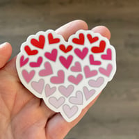 3” Red and Pink Heart of Heart Vinyl Sticker