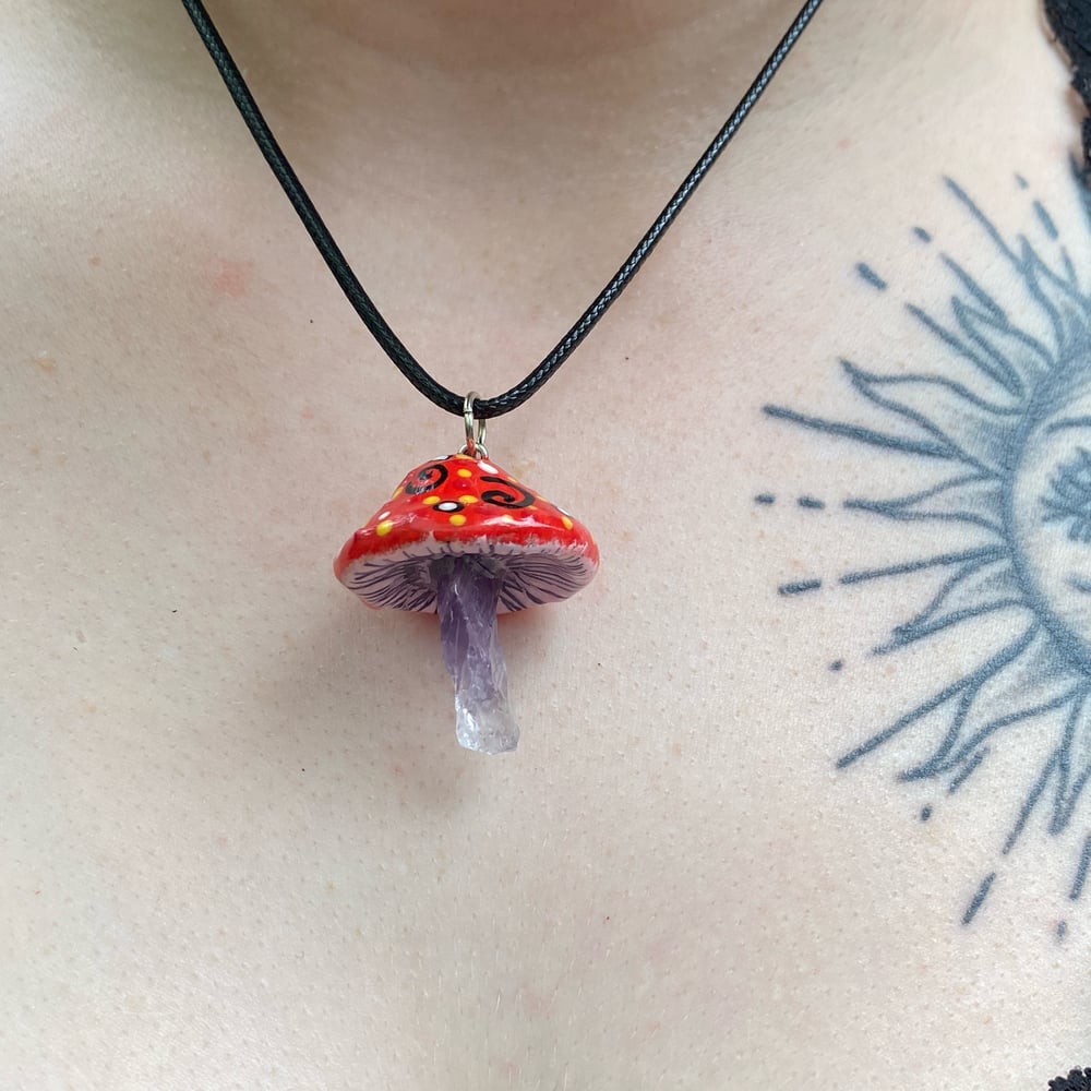 Image of red mushroom necklace 