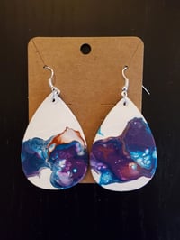 Image 1 of Turquoise and Purple Teardrop Earrings