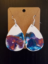 Image 2 of Turquoise and Purple Teardrop Earrings