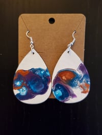 Image 3 of Turquoise and Purple Teardrop Earrings